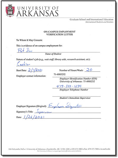 Employment verification letter on a letterhead example